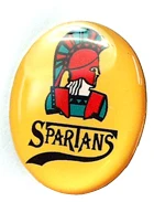 Printed Spartans badge example, photo from lapelpin.com.au