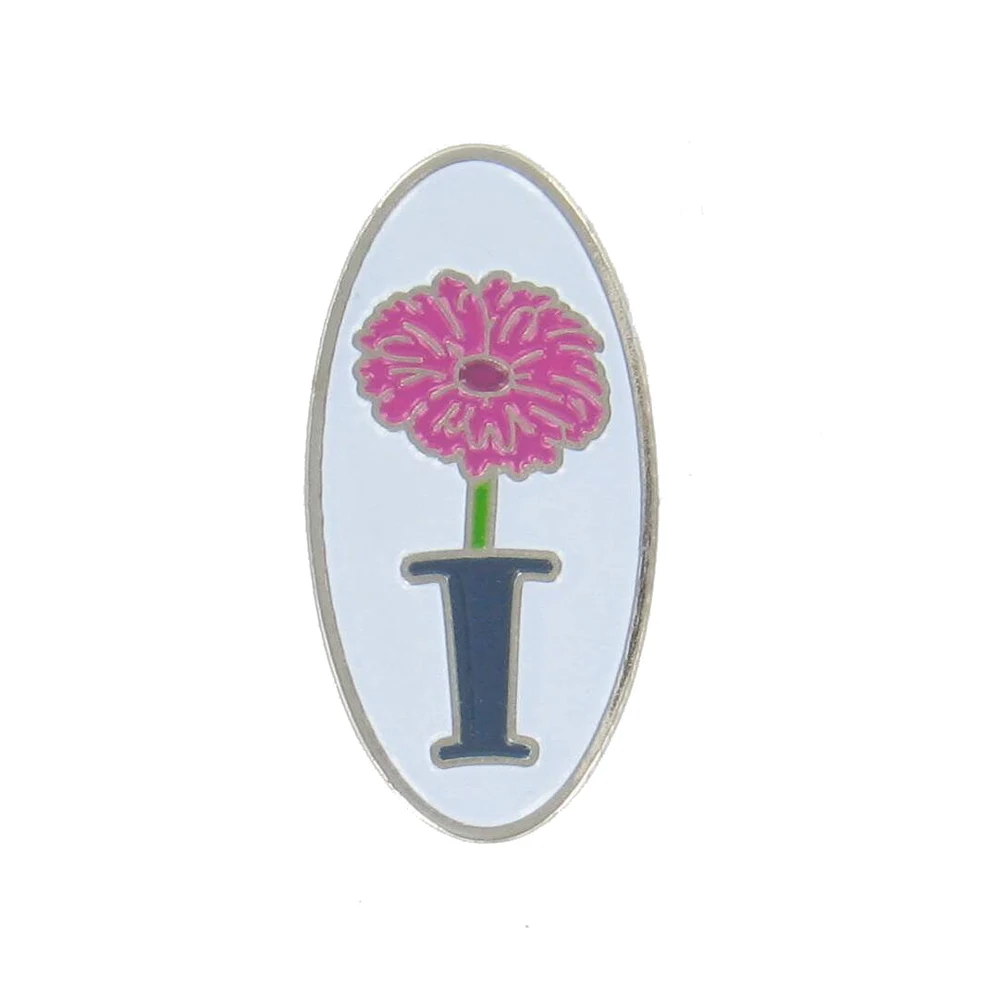 Oval floral soft enamel pin, photo from lapelpin.com.au
